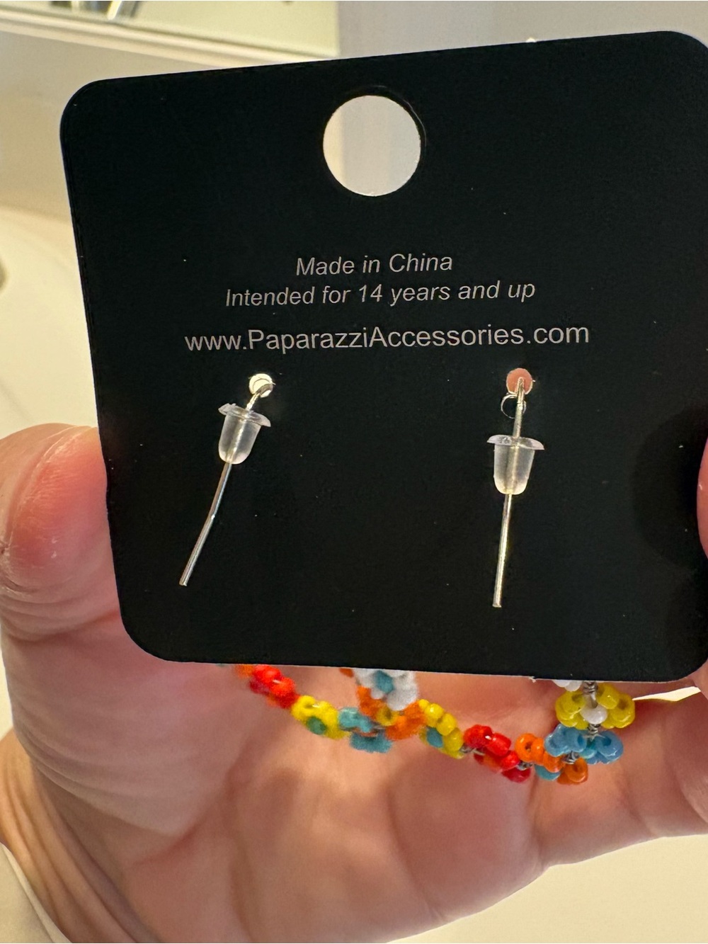 Paparazzi Festively Flower Child Boho Beaded Daisy Hoop Earrings Multicolor. - Picture 3 of 6